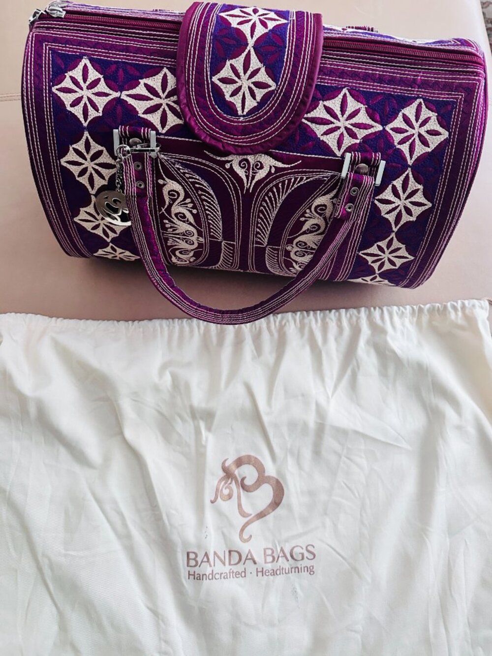 Banda Mini Weekender Ethical Handmade Geometric Fuchsia Bag